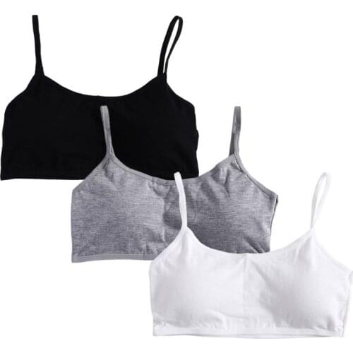 3pcs/Lot Young Girls Solid Soft Cotton Bra Puberty Teenage Breathable Underwear F3ME
