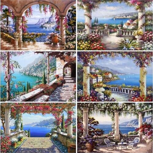 EverShine Diamond Embroidery Seaside Garden Full Square/Round Diamond Painting Landscape New Arrival Mosaic Decor For Home