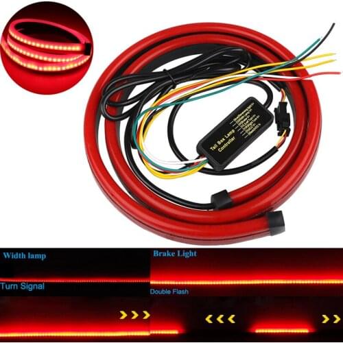 12v Car Led Strip Brake Lights Flexible Dynamic Warning Turn Signal Running Lamp High Rear Additional Stop Lights Auto