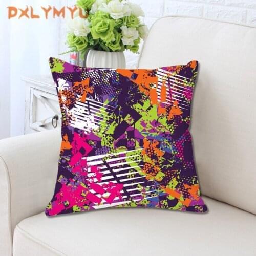 Hot Fashion Velvet Polyester Case Colorful Geometric Printed Decorative Cushion Throw Sofa Car Cushion No Filler Casual