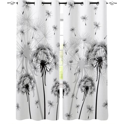 Black And White Dandelion Bedroom Modern Window Curtain for Living Room Decoration Curtains Home Textile Drapes