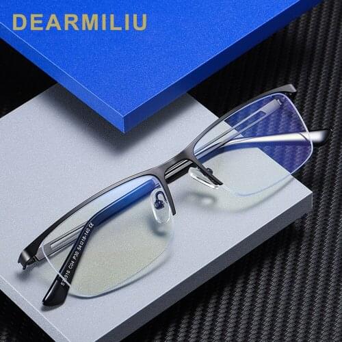 DEARMILIU 2020 new Blue light blocking reading Glasses Metal half rectangular frame computer vasos for men and women 5916
