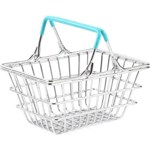 Children Miniature Metal Supermarket Shopping Basket Pretend Role Play Toy Gift