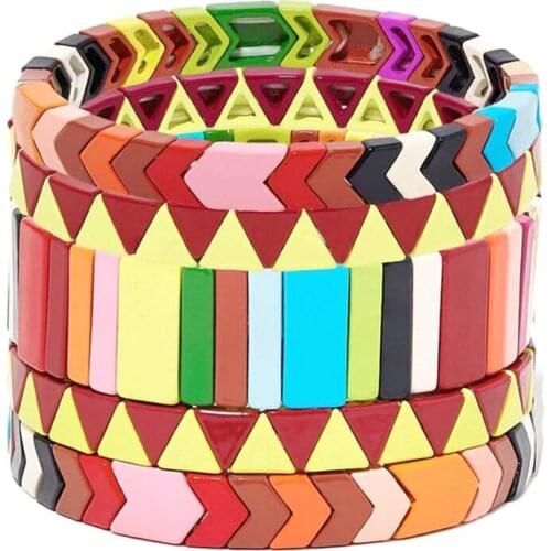 Earofcorn 2020 New Fashion Spring and Summer Alloy Paint Bracelet Handmade Tile Magnetic Bead Bracelet Unisex Jewelry