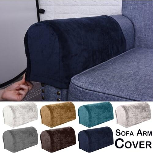 Spandex Stretch Fox Pile Velvet Sofa Arm Cover Fabric Armrest Covers Anti-Slip Furniture Protector Armchair cover Home Decor D30