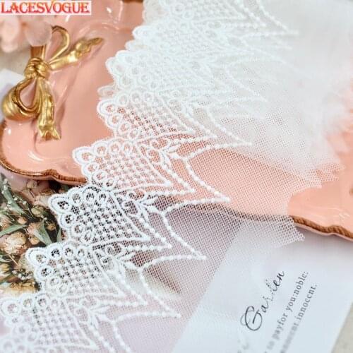 19yards/lot 9.5cm Mesh cotton embroidery Lace fabric DIY Garment needlework sewing Handmade accessories dressedge decoration 653
