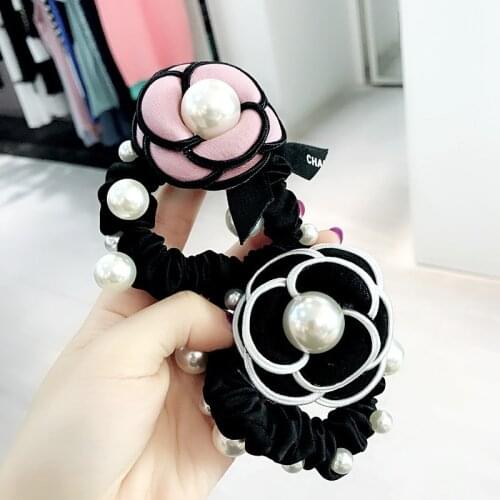 Camellia hair rope pearl hair tie flowers retro large intestine hair tie tie hair tie hair accessories