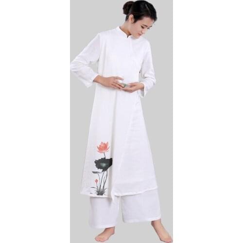 Chinese Women Yoga Suit Loose Trousers Tops Set Tai Chi Clothing Ladies Linen Outdoor Yoga Clothes Zen Meditation Clothing