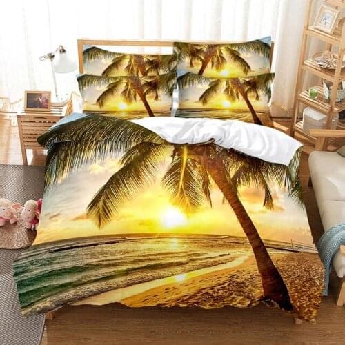 Coconut Tree Bedding Set Scenery Ocean Fashion 3d Duvet Cover Set Comforter Bed Linen Twin Queen King Single Size Dropshipping