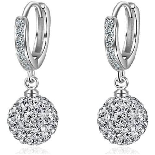 Korean fashion personality atmosphere trend wild crystal female models silver plated ear rings YE031