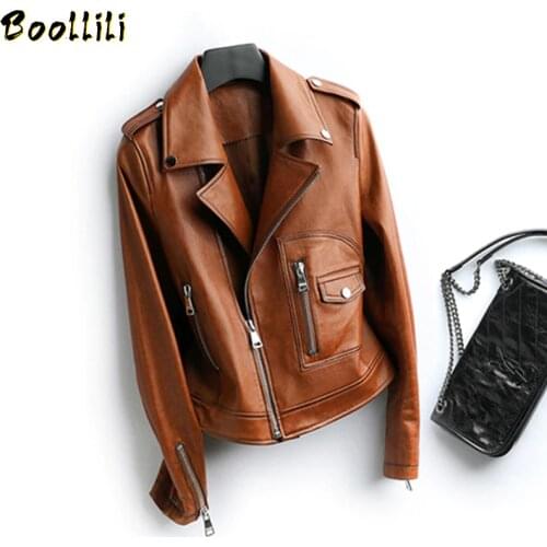 Boollili Leather Jacket Spring Autumn Jacket Women Genuine Sheepskin Coat Female Streetwear Bomber Jackets Chaqueta Mujer