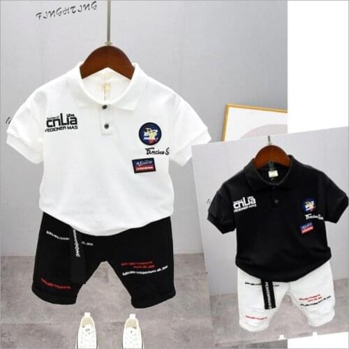 2020 Summer Boy Set Cute Cotton Male Baby Set Toddler Boys Clothing Set boys Lapel t-shirts + Shorts Casual Outfits Suits 2-7Y