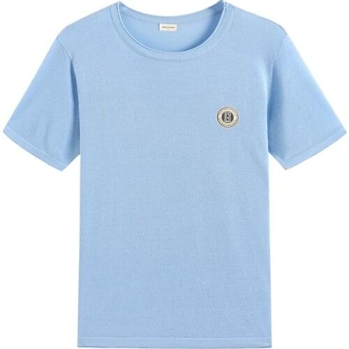 Linen Viscose High Quality Breathable Fashion Man Round Neck T-shirt Casual Male Knitted Tee Short Sleeve O-neck Men T Shirt