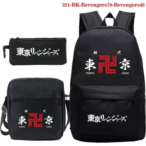 Fashion Anime Backpack Tokyo Revengers Print Backpack Men Laptop Bagpack School Bags with Pencil Bag for Teenager Daily Rucksack