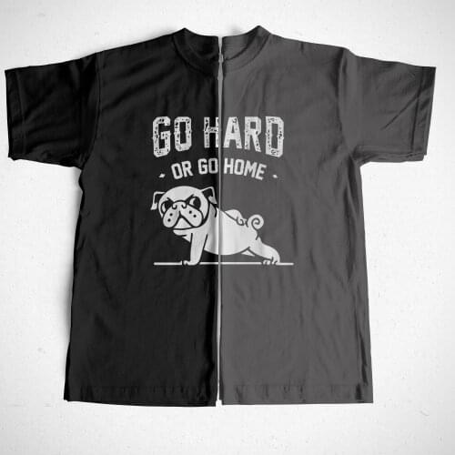 COOLMIND PU0116A 100% cotton go home or go hard pug printed men crewneck T shirt short sleeve o-neck men t-shirt tops tees