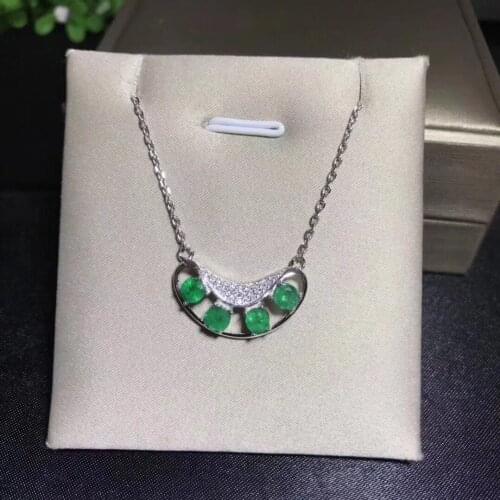 Natural emerald necklace Precious gems, fine jewelry. 925 sterling silver gilded Birthday gift for dinner