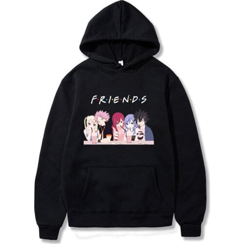 2020 New Hot Sale Fairy Tail Hoodies Friends Print Hoodie Natsu Lucy Gray Elza Japan Anime Cotton Unisex Men Fleece Sweatshirts