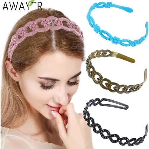 Flower Solid Color Cross Bezel Hair Hoop Bnads For Women Elastic Hairbands Wash Face Headband Fashion Non-Slip Hair Accessories