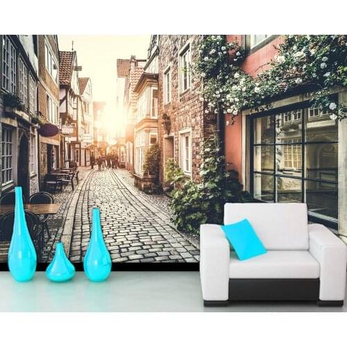 Papel de parede European old town at sunset retro 3d wallpaper,living room TV sofa wall bedroom wall papers home decor bar mural