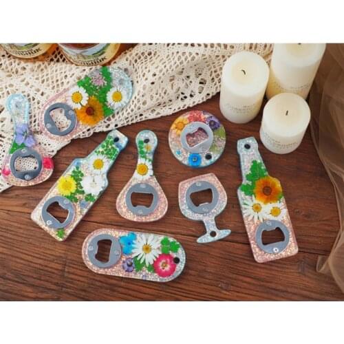 Aouke Bottle Opener DIY Epoxy Epoxy Mold Beer Bottle Cap Wrench Dried Flower Epoxy Bottle Opener Handicraft Silicone Mold