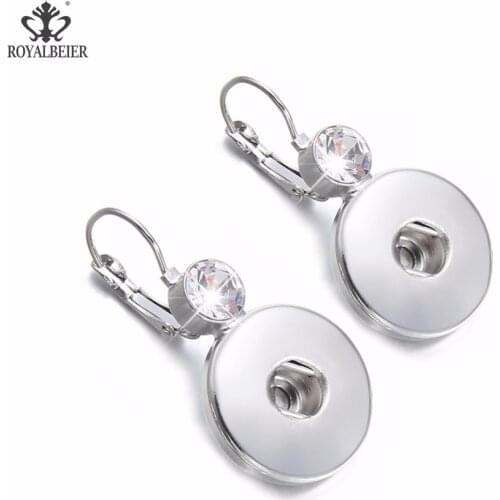 ROYALBEIER Hot Sale Fashion Simple 18mm Charm Snap Buttons Fittings Charms Earrings for Make Snap Jewelry Wholesale