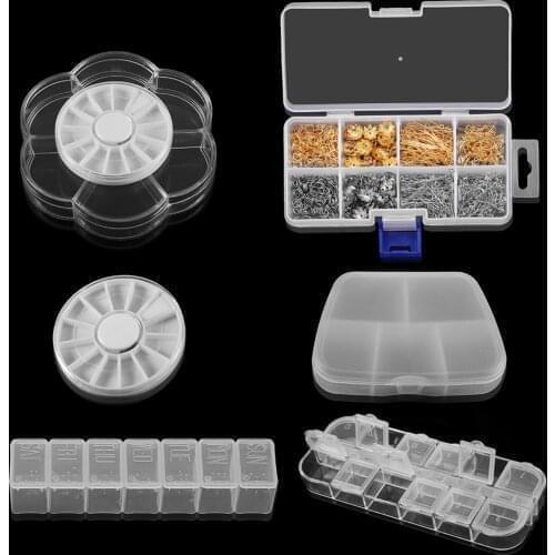 Multi Style Round Square Grids Adjustable Plastic Jewelry Box Storage Display Boxs Jewelry Accessories Storage For DIY Supplies