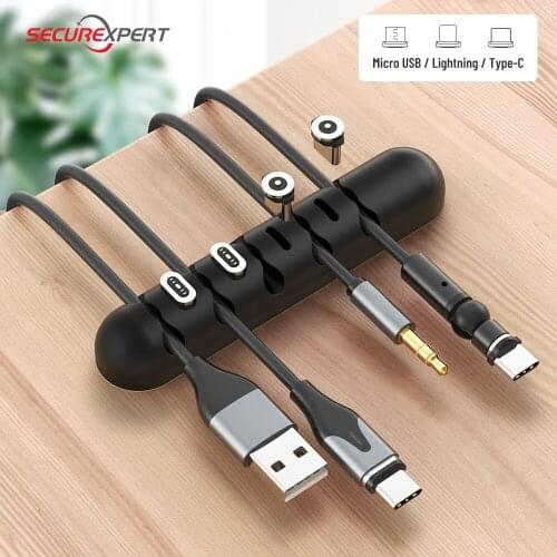 Silicone Cable Organizer USB Wire Winder Organizers Magnetic Tie Fixer Cord Clip Office Desktop Phone Earphone Cables holder