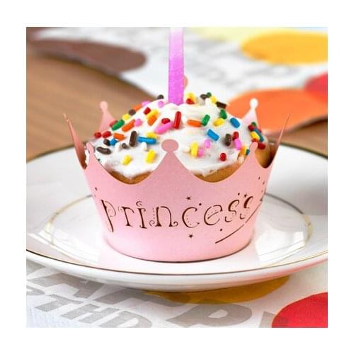 Little baby girl party favors,laser cut princess cupcake wrappers for kids birthday party