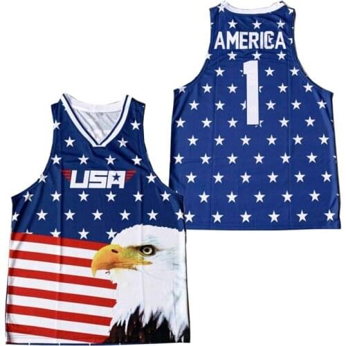 BG USA 1# America jersey Embroidery sewing Outdoor sportswear Hip-hop culture movie white summer basketball jerseys new summer