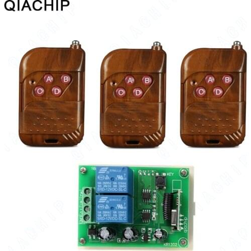 QIACHIP 433MHz Universal Remote Control Switch DC 12V 2 CH RF Relay Receiver Module + 433Mhz Wireless Remote Control Switch Gate
