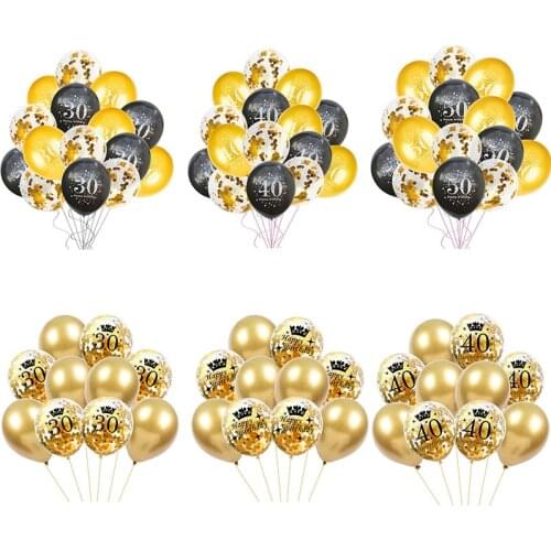 WEIGAO 30/40/50th Happy Birthday Balloons Gold Latex Balloon Party Decoration Adult Big 30th Party Decor Globo Birthday Supplies