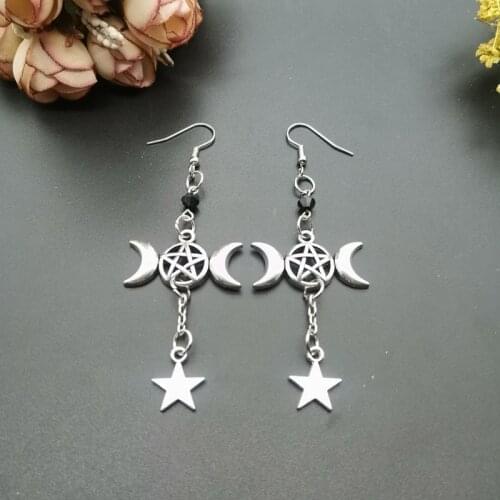 Witch Jewelry Moon Dangle Drop Earrings Crystal Beads Sophisticated Jewellery Women Gift Fashion Witch Magic Pagan