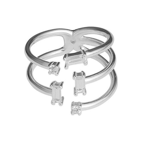 Winter Ice Shards Design Rings for Women 925 Sterling Silver Jewelry Pave Stones Women Rings Charm Girls Open Rings Jewelry 2019