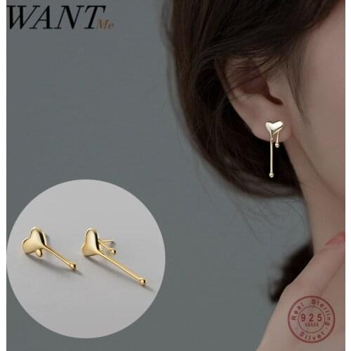 WANTME 925 Sterling Silver Romantic Love Heart Flower Stud Earrings for Women Fashion Korean Elegant Wedding Party Jewelry Gift