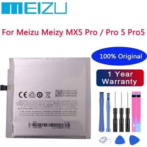 100% Original High Quality BT56 Battery Replacement 3050mAh Battery Parts For Meizu Meizy MX5 Pro / Pro 5 Pro5 M5776 Smart Phone