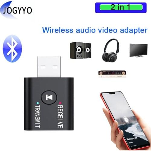 2-in-1 Bluetooth 5.0 USB adapter, audio receiver transmitter, wireless dongle for computer PC laptop