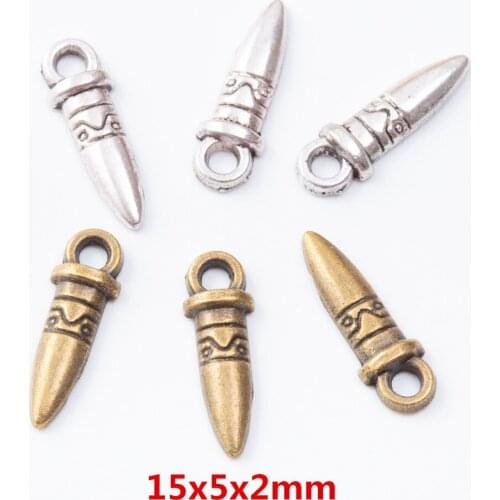 200 pieces of retro metal zinc alloy bullet pendant for DIY handmade jewelry necklace making 7022