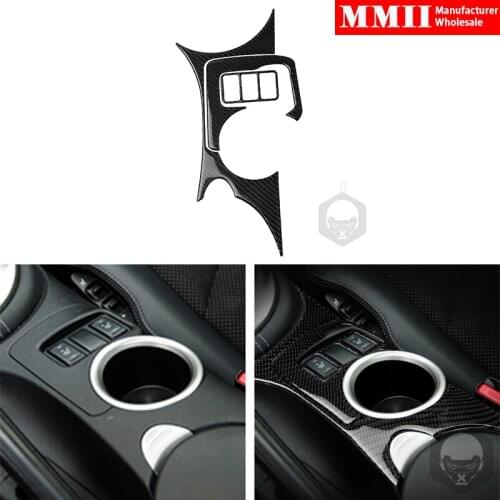 3 Pcs For NISSAN 370Z Z34 2009+ Central Console Water Cup Panel Cover Sticker Trim Real Carbon Fiber Car Decoration Accessories