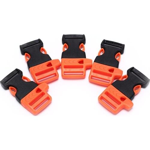 5 pcs/pack Survival Whistle Buckle Plastic Curved Side Release Buckles For Paracord Bracelet/ Backpack Wholesale