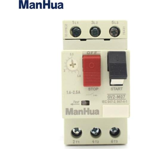 Manhua Motor Control and Protection 1.6A-2.5A GV2-M07 Electric Motor Circuit Breaker