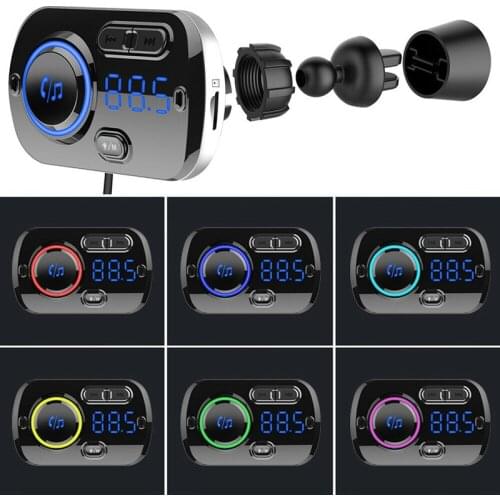 Car Handsfree FM Transmitter Wireless bluetooth MP3 Player QC3.0 Dual USB Charger Ports Car Cigarette Lighter Socket Adapter