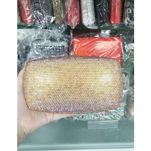 Yellow Pink Color Shinny Womans Elegant Sweet Bride Wedding Handbags Ladies Crystal Diamond Party Dinner Clutches Evening Bags