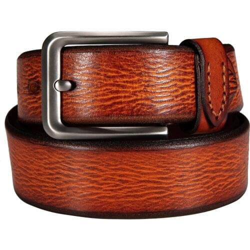 Brand Mens Leather Belt Pin Buckle Belt for Men Genuine Cow Strap Male Retro Waist Belt for Jeans Casual Party Barry.Wang