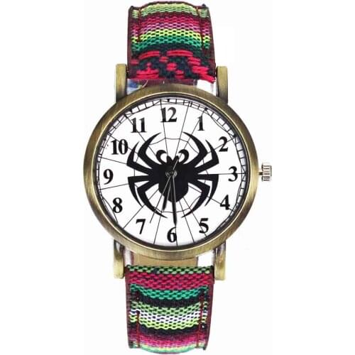 Black Spider Web Dial Design Watches Men Women Military Camouflage Canvas Belt Outdoor Sport Watchband Casual Quartz Wrist Watch