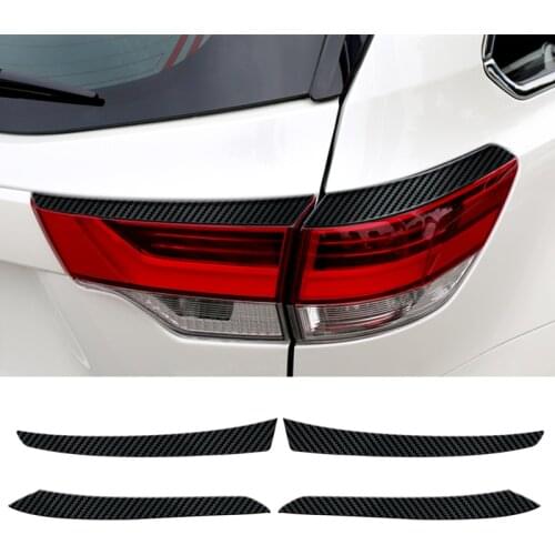 CITALL Stainless Steel 4pcs Carbon Fiber Style Rear Tail Light Lamp Eyebrow Decor Frame Trim Fit For Toyota Highlander 2018 2019