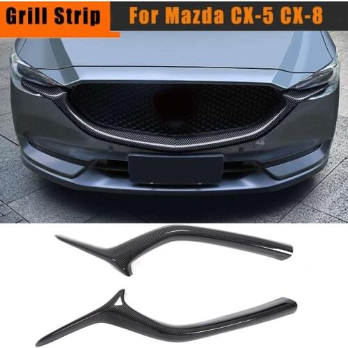 For mazda cx5 2019 Car Front Bumper Mesh Grille Grills Strip Trims Cover For Mazda CX-5 CX5 CX8 2017 2018 2019 Carbon Fiber/ABS
