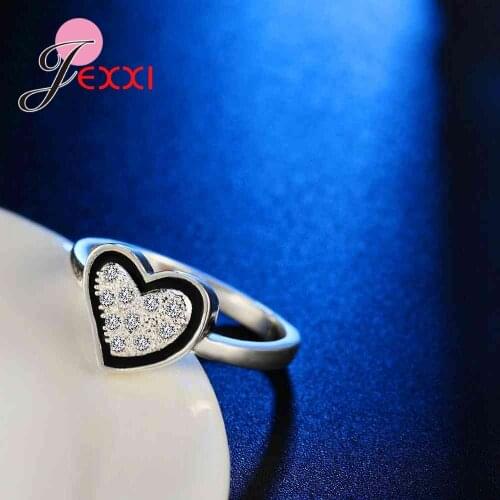 Hot Sale Simple Charming Elegent Small Cute Heart 925 Sterling Silver Ring For Women Party Accessories Fashion Jewelry