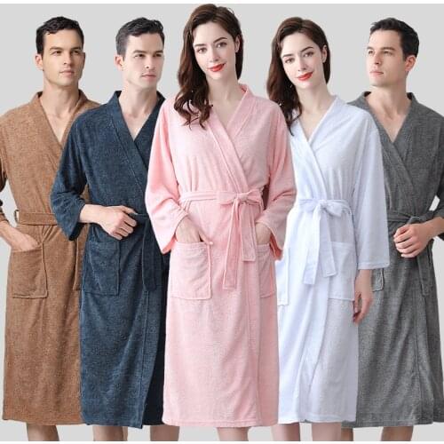 Lovers Towel Elegant Robe Men Women Kimono Terry BathRobe Male Sleepwear Mens Dressing Gown Badjas Wedding Bridesmaid Robes