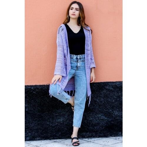 Six Tassel Detail Cardigan Lilac-0355.352