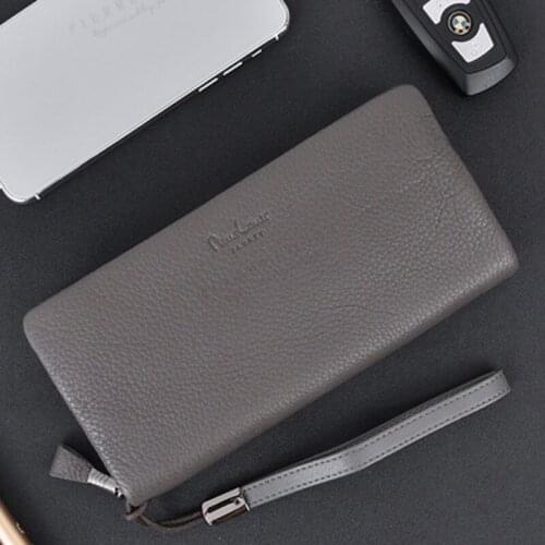 Genuine Leather Wallets for Men Zipper Coin Purses Male Long Money Bags Cell Phone Pockets Business Card Holder billetera hombre